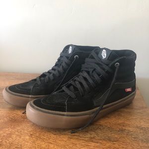 Black high top vans with gum sole